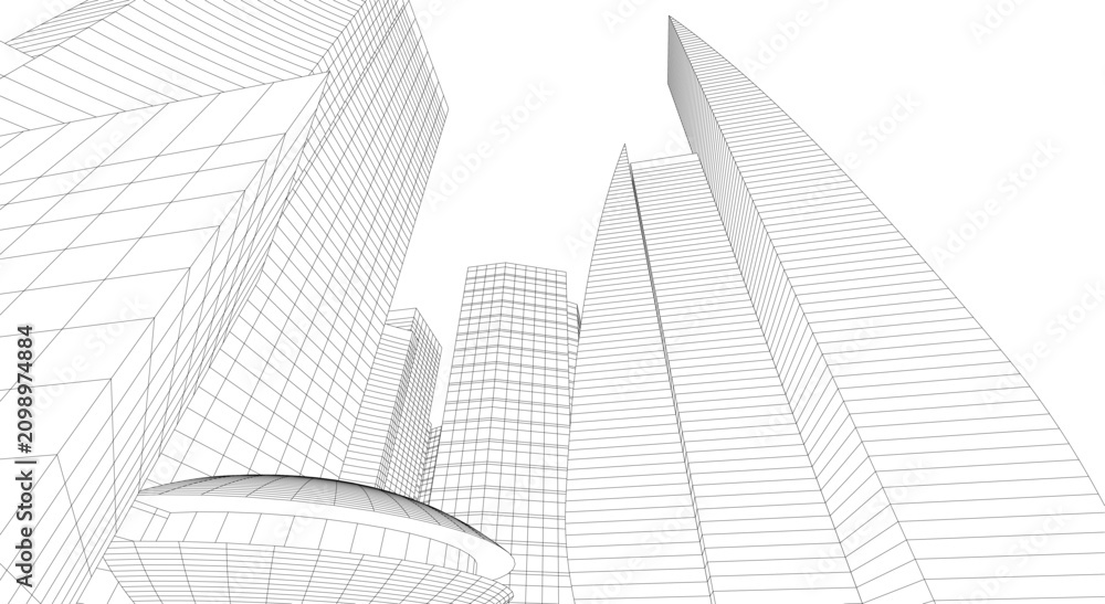 Fototapeta premium architectural building abstract vector illustration 