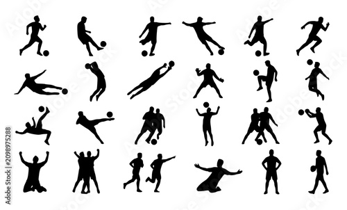 Foto Football Player Silhouette Collection with Dynamic Soccer Action Vector Illustra