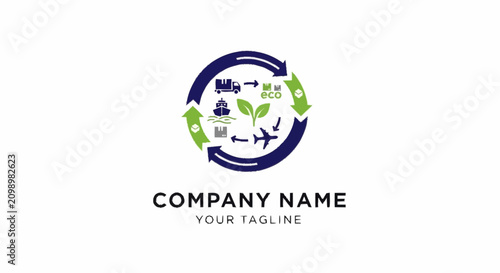 Company logo template with eco friendly icons.