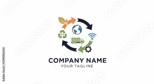 Eco friendly business cycle logo template.