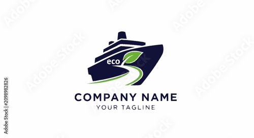Eco friendly cruise ship logo template.