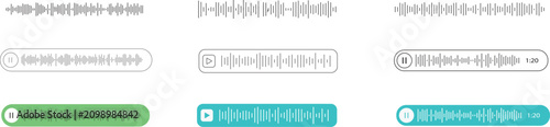 Audio Message UI Kit: Sound Waveform Vector Elements and Chat App Voice Message Bubble Templates