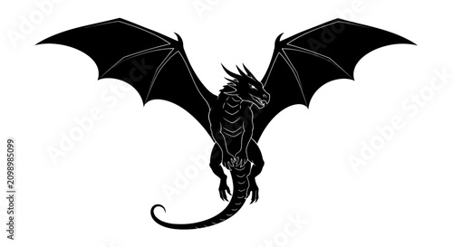 Foto Flying Dragon Silhouette Vector Illustration