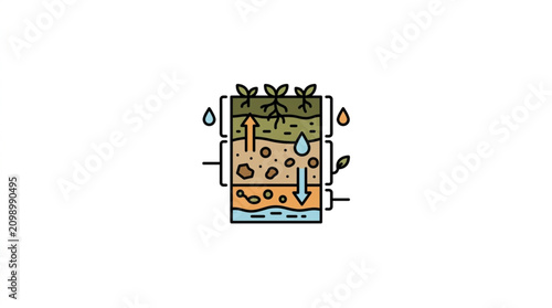 Photos Soil Layers And Water Cycle Diagram Illustration.