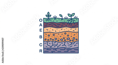 Canvastavla Soil Profile Layers With Horizons And Vegetation Illustration.