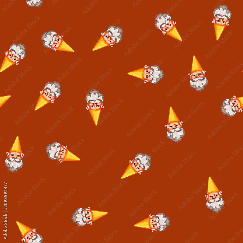 Obraz premium seamless pattern cute garden gnome cartoon. cute garden gnome sign vector