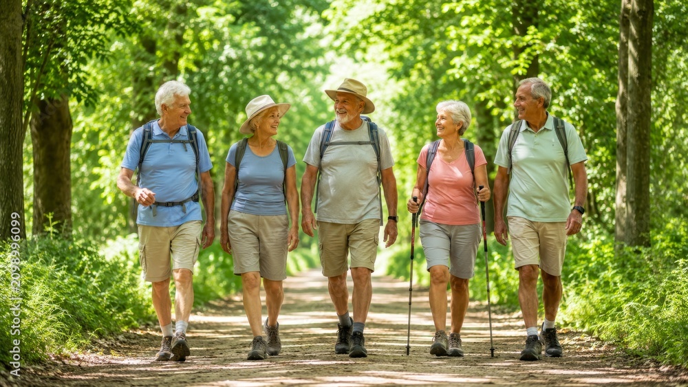 Fototapeta premium Active Senior Friends Walking Together