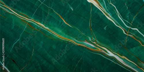 Bild auf Leinwand Green malachite marble stone texture background with abstract golden veins for l