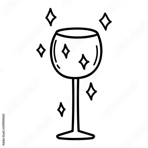 Принти на полотні Doodle sparkling clean wine glass shining with cleanliness stars