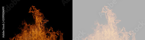 Foto Tongues of fire isolated on black and transparent background