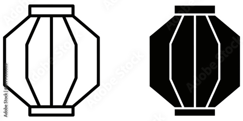 Foto Octagonal lantern icon in outline and solid fill on white background for graphic