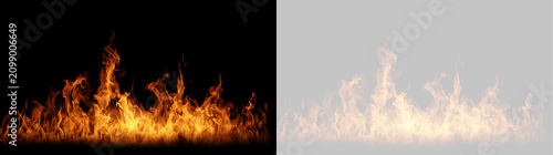 Foto Realistic fire flames isolated on black and transparent background