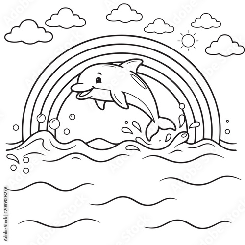 Konstfotografi Dolphin jumping over rainbow
