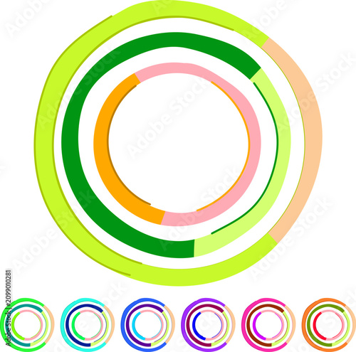 Tableau sur toile Abstract circular graphic presenting proportional data segments in various color
