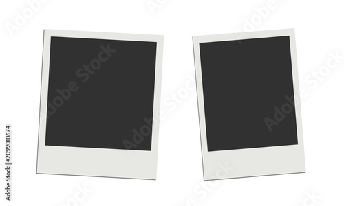 Foto Two polaroid frames on transparent background, blank photo paper cards for your images or designs, studio shot