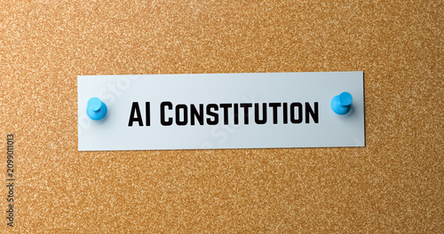AI Constitution Business Notice on Cork Board Responsible Enterprise Governance Concept.