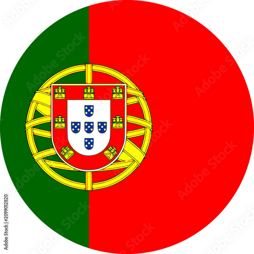 Portugal circle flag. Portugal flag vector. Portugal flag on white background