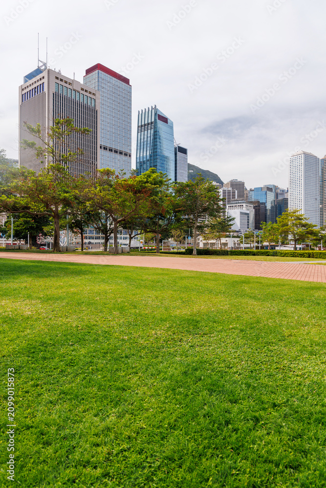 Fototapeta premium Hong Kong skyscraper panorama on a sunny day