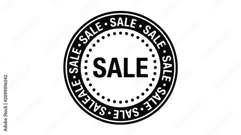 Obraz premium Vector illustration of black and white sale badge icon on a transparent background