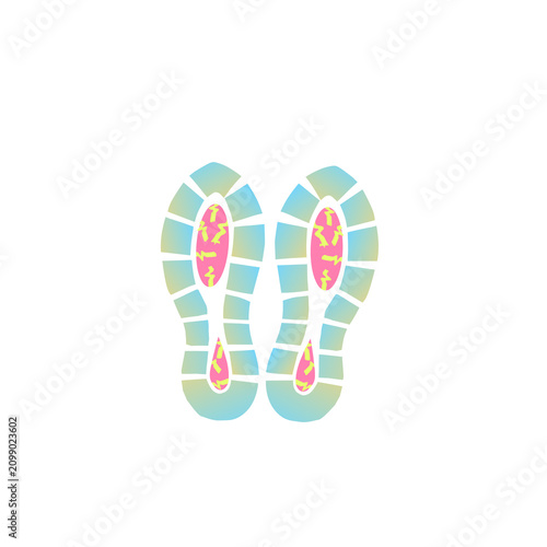 Colorful Shoe Sole Footprint Pattern Flat Vector Illustration