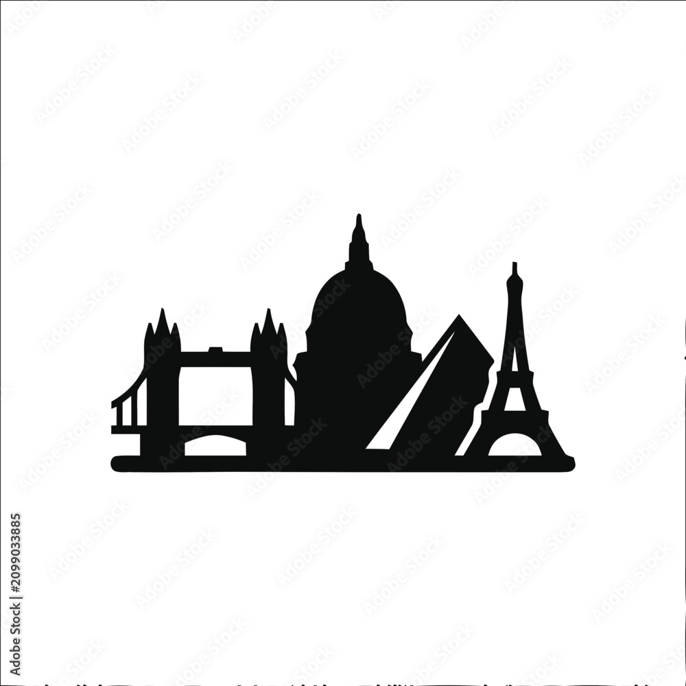 Fototapeta premium City Skyline Silhouette Icon.