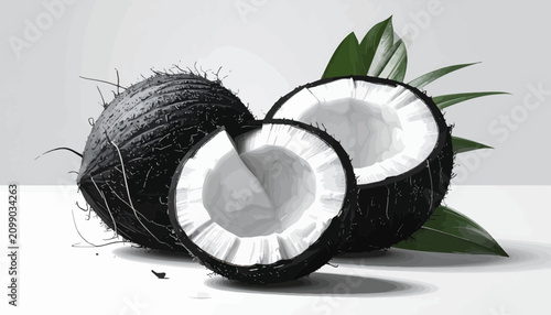 Cuadro en lienzo Coconut Fruit Cut Open Showing Inside.