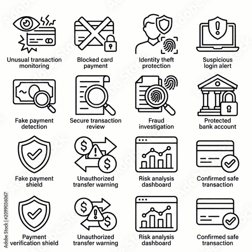 Tableau sur toile Collection of flat design icons representing various security and verification concepts
