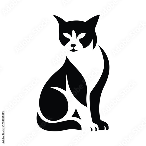 Cat silhouette displays a high contrast black and white graphic design suitable for modern branding needs.