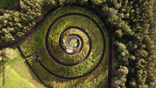 Top down view of spiral hilltop in Blaxland Riverside park, Sydney, Australia.