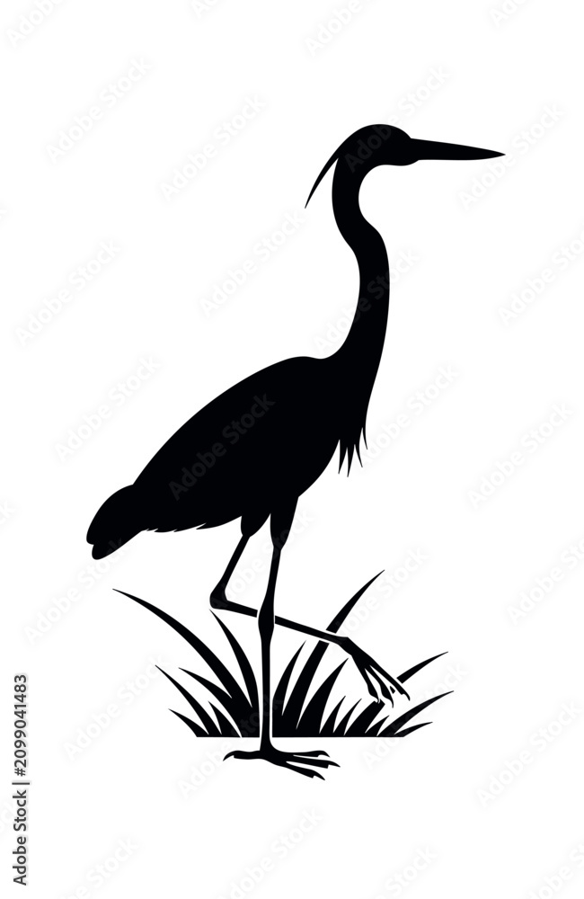 Fototapeta premium Majestic Heron Marsh Bird Silhouette Design