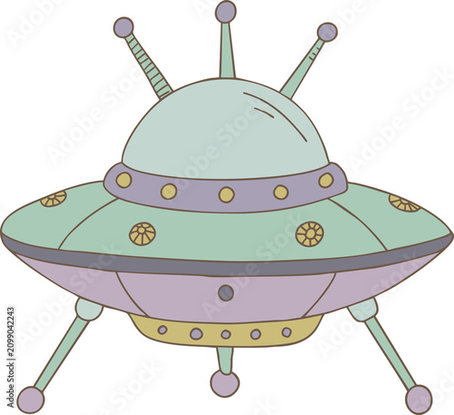Cute Little Purple Three Eyed Alien Character Waving Hand Standing and Smiling Friendly Full Body Space Monster Illustration