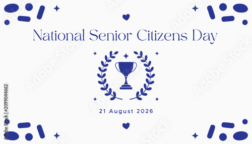 National senior citizens day celebration graphic with a blue trophy icon