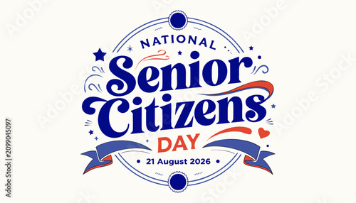 Creative badge design celebrating the annual national senior citizens day event