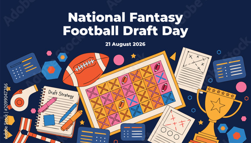 Tableau sur toile National fantasy football draft day graphic illustration with sports icons