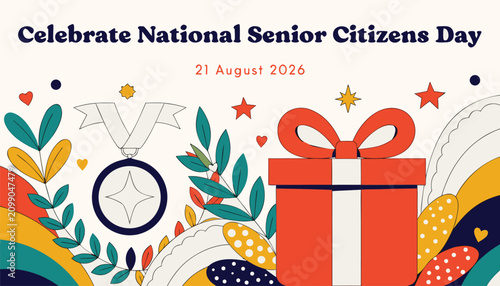 Colorful vector graphic for celebrating national senior citizens day in august