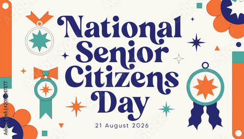 Decorative graphic design for national senior citizens day celebration event poster