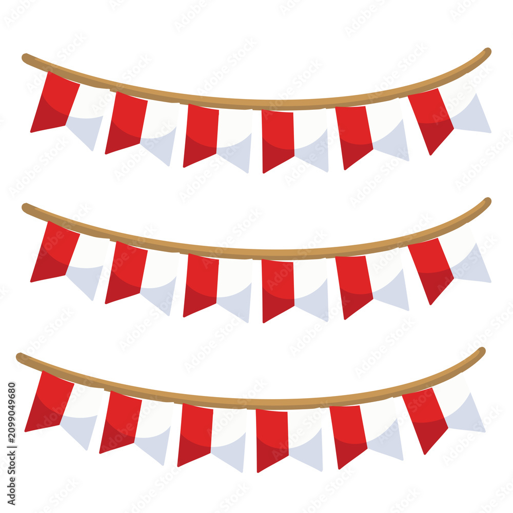 Obraz premium Indonesian Red and White Flag Bunting Vector Illustration