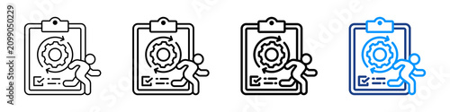 Fotografía Execution Plan Icon Different Style Outline Collection Set.