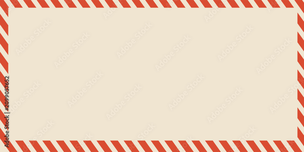 Fototapeta premium Vintage airmail envelope with red and blue border. Classic airmail design, perfect for vintage-themed projects. Airmail stamp adds nostalgic touch. Frame vector with copy space.eps,10