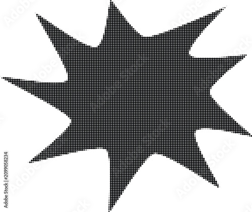 A dark spiky star shape isolated on a transparent background for creative graphic design and digital art projects