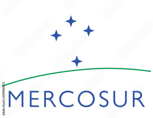 Mercosur trade bloc logo with blue stars and text