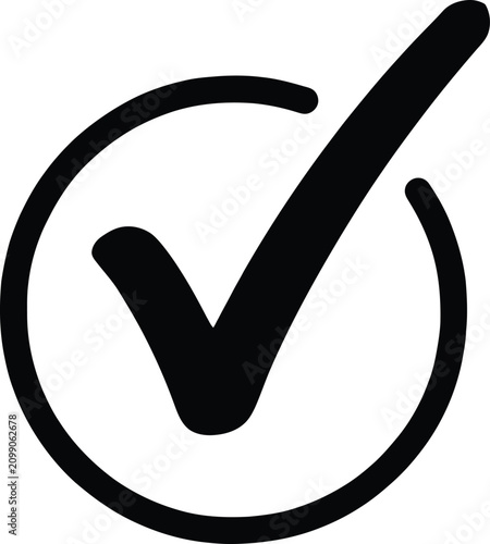Black check mark inside a circle, tick symbol, confirmation_2.eps