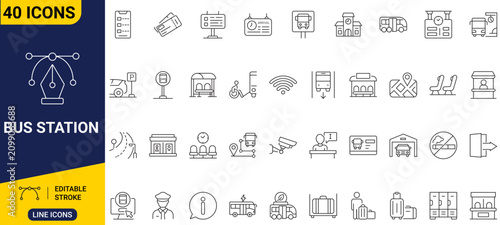 Fotografie Bus station icon set