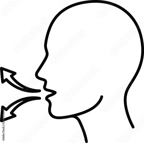 Cuadro en lienzo Minimalist vector graphic illustration of human profile exhaling sharp air