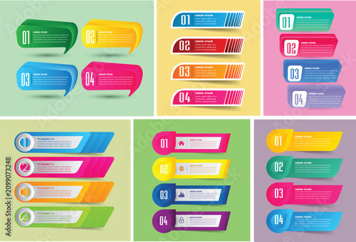 Canvastavla Colorful numbered infographic elements with placeholder text on a bright pink ba