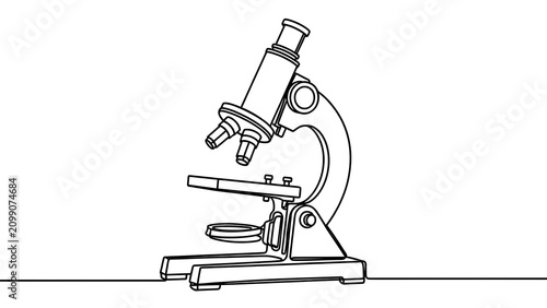 Microscope line art illustration white background.