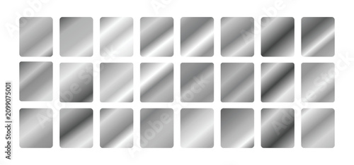 set of metallic silver gradient blend texture banner design. Silver gradients set. Silver gradient collection . Light, realistic, elegant, shiny, metallic and silver gradient illustration. 