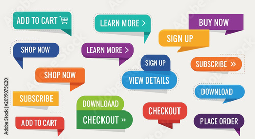 E commerce web interface buttons and banners