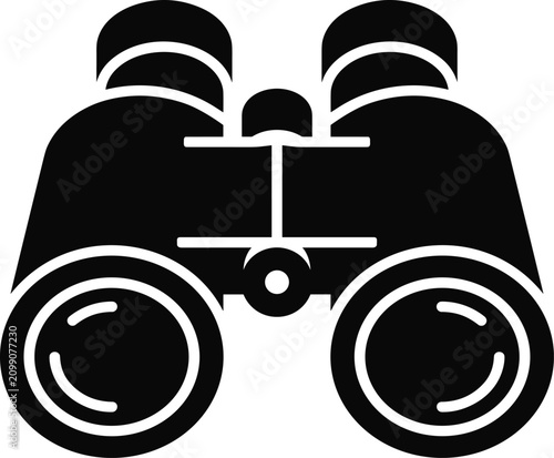 Black Binocular Icon Vector Illustration Isolated on White Background for Search and Vision Concepts