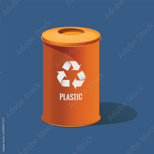 Vector Illustration of Color-Coded Recycling Bins with Icons and Text for Organic and Metal Waste